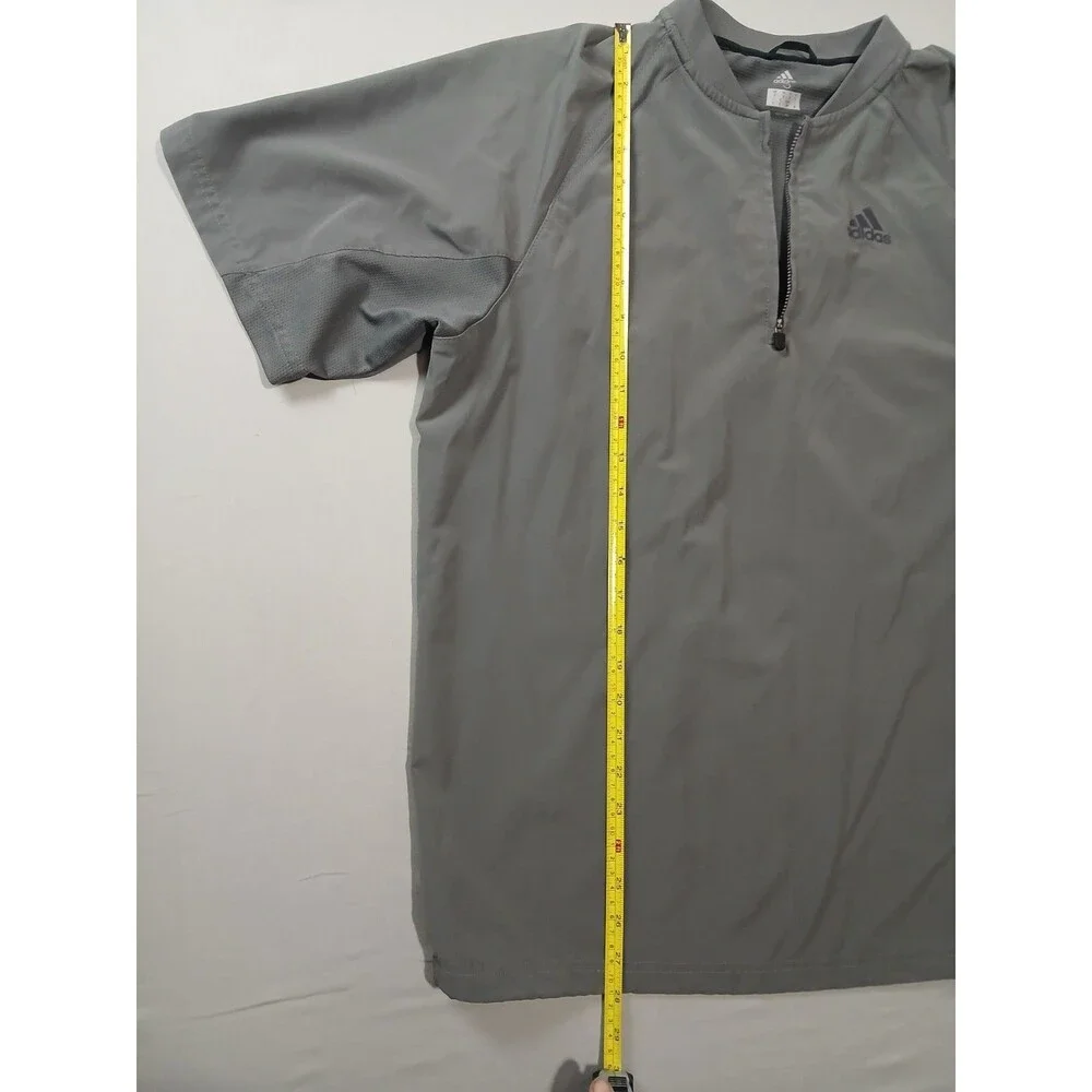 Adidas ClimaLite 1/4 Zip Golf Windbreaker Shirt Mens S Gray Short Sleeve
